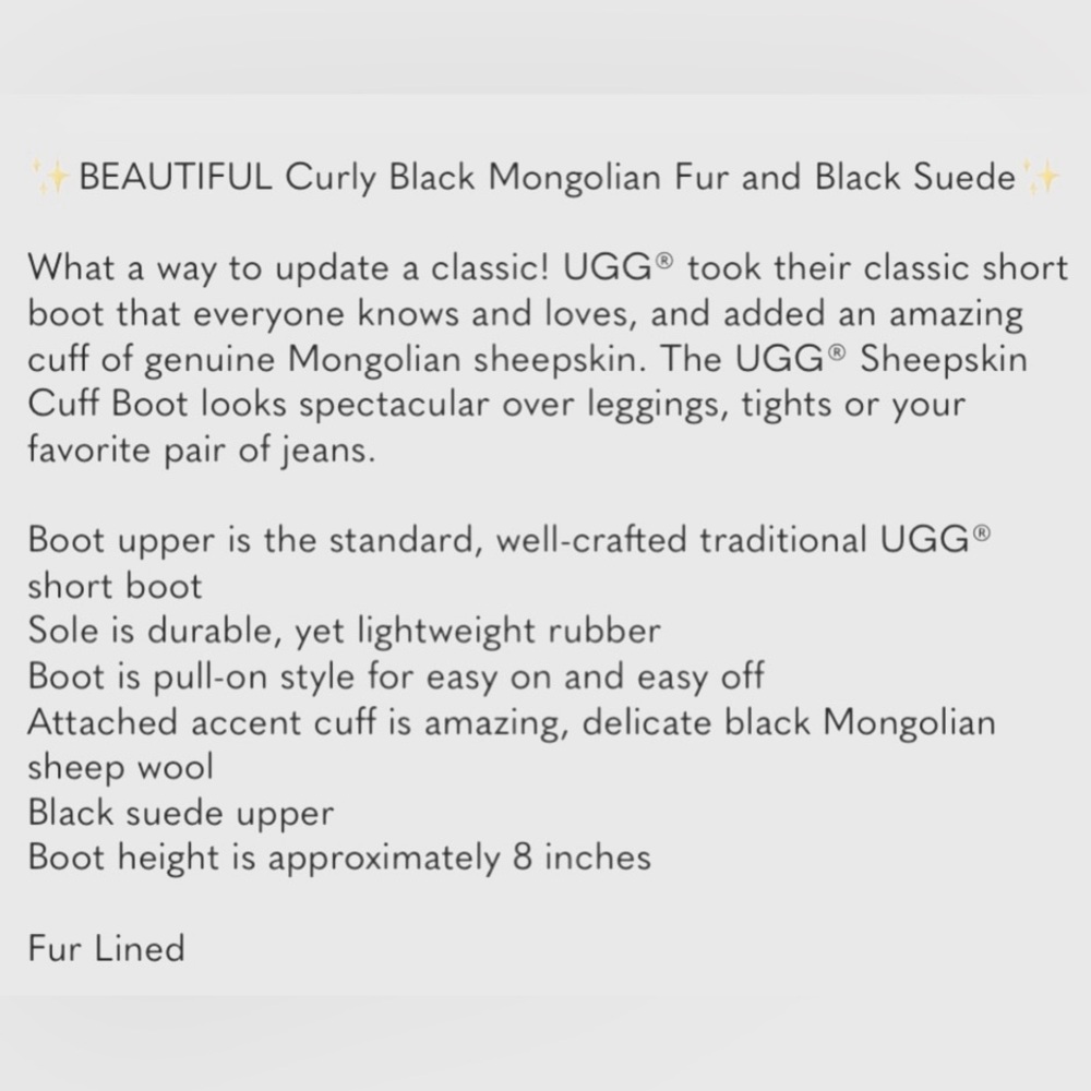 Ugg Lida mongolian fur cuff short boots (discontinued style) - Picture 5 of 5